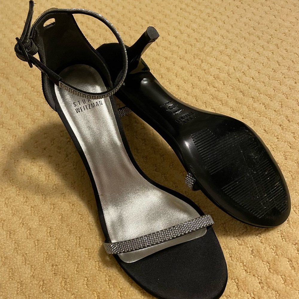 Stuart Weitzman Satin Sandal with Rhinestones Size 7.5 excellent condition